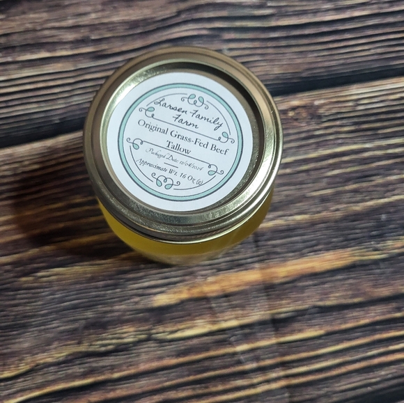 100% Grass-Fed Grass Finished Tallow 16oz Jar net weight of product closer to 14 - Picture 2 of 3